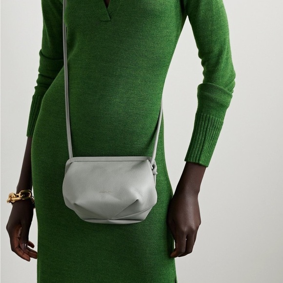 Mansur Gavriel Bag Mini Bloom Tumbled Leather Pouch Crossbody Stone NWOT - Picture 4 of 10